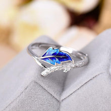 Load image into Gallery viewer, Original Design Retro Cloisonne Enamel Porcelain Leaf Opening Adjustable Ring Charm Lady Silver Jewelry
