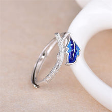 Load image into Gallery viewer, Original Design Retro Cloisonne Enamel Porcelain Leaf Opening Adjustable Ring Charm Lady Silver Jewelry
