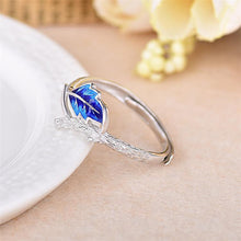 Load image into Gallery viewer, Original Design Retro Cloisonne Enamel Porcelain Leaf Opening Adjustable Ring Charm Lady Silver Jewelry
