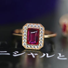 Load image into Gallery viewer, Original Design Ruby Crystal Geometric Opening Adjustable Ring Retro Light Luxury Charm Women&#39;s Brand Silver Jewelry
