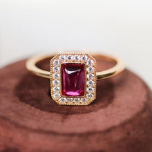 Load image into Gallery viewer, Original Design Ruby Crystal Geometric Opening Adjustable Ring Retro Light Luxury Charm Women&#39;s Brand Silver Jewelry
