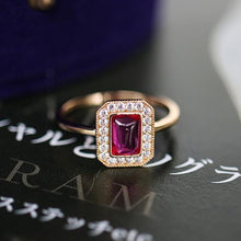 Load image into Gallery viewer, Original Design Ruby Crystal Geometric Opening Adjustable Ring Retro Light Luxury Charm Women&#39;s Brand Silver Jewelry
