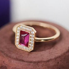 Load image into Gallery viewer, Original Design Ruby Crystal Geometric Opening Adjustable Ring Retro Light Luxury Charm Women&#39;s Brand Silver Jewelry
