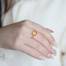 Load image into Gallery viewer, Original Design Silver Inlaid Natural Citrine Opening Adjustable Ring Elegant Luxury Charm Female Jewelry
