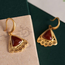 Load image into Gallery viewer, Original Design Southern Red Agate Earrings Vintage Style Retro Unique Craft Charm Women&#39;s Silver Jewelry
