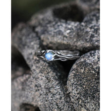 Load image into Gallery viewer, Original Design Moonstone Open Adjustable Ring Retro Blue Charm Ladies Brand Silver Jewelry
