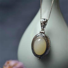 Load image into Gallery viewer, Original Designer Craft Natural White Jade Charm Unique Pendant Necklace Vintage Style Retro Creative Women&#39;s Silver Jewelry
