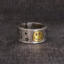 Load image into Gallery viewer, Original Designer Money Stars Poker Smiling Face Opening Adjustable Ring Unique Creative Punk Style Women&#39;s Brand Jewelry
