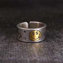 Load image into Gallery viewer, Original Designer Money Stars Poker Smiling Face Opening Adjustable Ring Unique Creative Punk Style Women&#39;s Brand Jewelry
