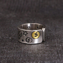 Load image into Gallery viewer, Original Designer Money Stars Poker Smiling Face Opening Adjustable Ring Unique Creative Punk Style Women&#39;s Brand Jewelry
