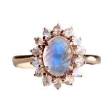 Load image into Gallery viewer, Original Designer Craft Moonstone Oval Opening Adjustable Ring Charm Luxury Charm Ladies Silver Jewelry
