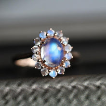 Load image into Gallery viewer, Original Designer Craft Moonstone Oval Opening Adjustable Ring Charm Luxury Charm Ladies Silver Jewelry
