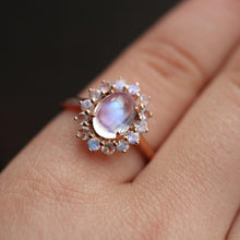 Load image into Gallery viewer, Original Designer Craft Moonstone Oval Opening Adjustable Ring Charm Luxury Charm Ladies Silver Jewelry
