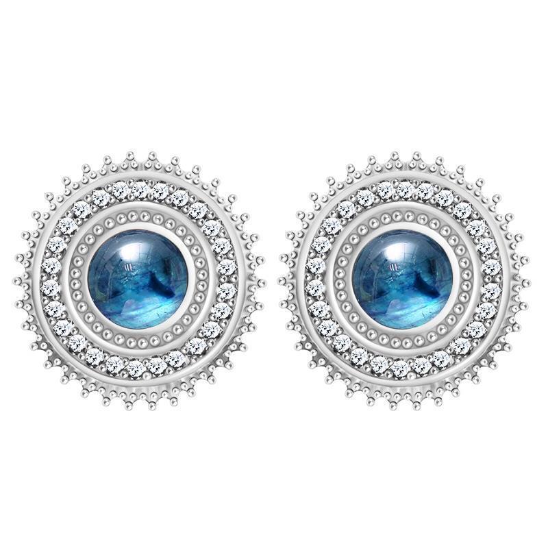 Original Designer Blue Topaz Earrings  Shining Luxurious Charm Ladies Silver Jewelry