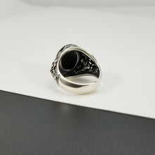 Load image into Gallery viewer, Original Designer Craftsmanship Dark Retro Open Ring Inlaid Black Agate Charm Men&#39;s Jewelry
