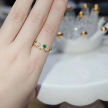 Load image into Gallery viewer, Original Designer Craftsmanship Lab Emerald Crown Sparkling Opening Adjustable Ring Retro Luxury Charm Ladies Silver Jewelry
