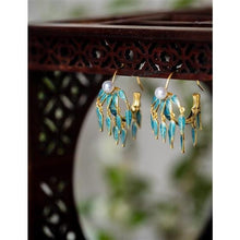 Load image into Gallery viewer, Original Design Craftsmanship Enamel Porcelain Tassel Earrings Retro Elegant Luxury Fairy Silver Jewelry
