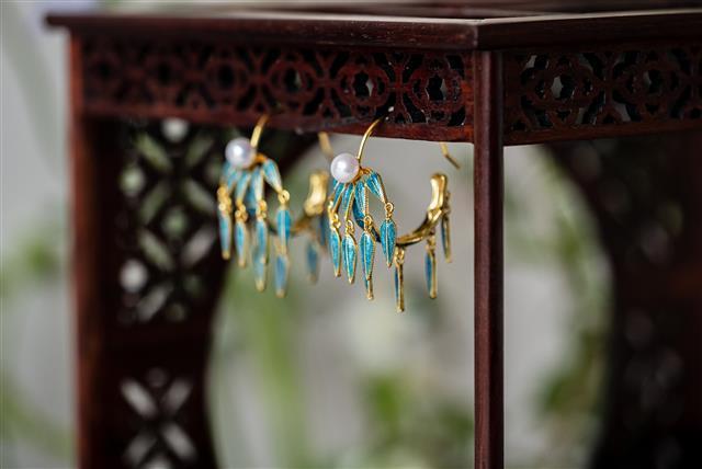 Original Design Craftsmanship Enamel Porcelain Tassel Earrings Retro Elegant Luxury Fairy Silver Jewelry