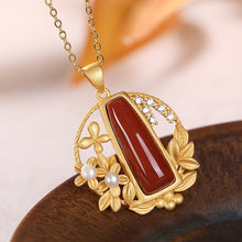 Load image into Gallery viewer, Original Designer Craftsmanship Southern Red Agate Pendant Necklace Vintage Retro Charm Women&#39;s Silver Jewelry
