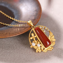 Load image into Gallery viewer, Original Designer Craftsmanship Southern Red Agate Pendant Necklace Vintage Retro Charm Women&#39;s Silver Jewelry
