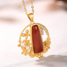 Load image into Gallery viewer, Original Designer Craftsmanship Southern Red Agate Pendant Necklace Vintage Retro Charm Women&#39;s Silver Jewelry
