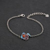 Original Designer Ethnic Style Natural Red Agate Bracelet Vintage Retro Charm Women's Silver Jewelry