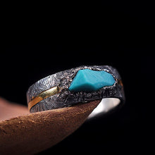 Load image into Gallery viewer, Original Designer Craftsmanship Inlaid Turquoise Opening Adjustable Ring Retro Men&#39;s Trendy Silver Jewelry
