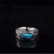 Load image into Gallery viewer, Original Designer Craftsmanship Inlaid Turquoise Opening Adjustable Ring Retro Men&#39;s Trendy Silver Jewelry
