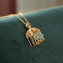 Load image into Gallery viewer, Original Designer Craftsmanship Lab Turquoise Pendant Necklace Retro Light Luxury Unique Charm Women&#39;s Silver Jewelry
