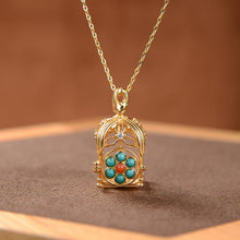 Load image into Gallery viewer, Original Designer Craftsmanship Lab Turquoise Pendant Necklace Retro Light Luxury Unique Charm Women&#39;s Silver Jewelry
