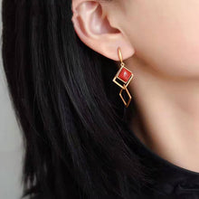 Load image into Gallery viewer, Original Designer Natural Souther Red Agate Unique Craft Earrings Geometric Luxury Women&#39;s Brand Jewelry
