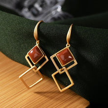 Load image into Gallery viewer, Original Designer Natural Souther Red Agate Unique Craft Earrings Geometric Luxury Women&#39;s Brand Jewelry
