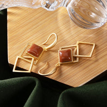 Load image into Gallery viewer, Original Designer Natural Souther Red Agate Unique Craft Earrings Geometric Luxury Women&#39;s Brand Jewelry
