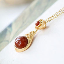 Load image into Gallery viewer, Original Southern Red Agate Pendant Necklace Vintage Retro Unique Ancient Golden Craft Luxury Women&#39;s Brand
