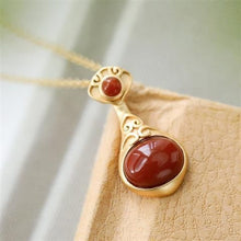 Load image into Gallery viewer, Original Southern Red Agate Pendant Necklace Vintage Retro Unique Ancient Golden Craft Luxury Women&#39;s Brand
