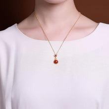 Load image into Gallery viewer, Original Southern Red Agate Pendant Necklace Vintage Retro Unique Ancient Golden Craft Luxury Women&#39;s Brand
