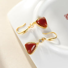 Load image into Gallery viewer, Original Craft Natural Southern Red Agate Triangle Earrings Vintage Style Retro Design Charming Women&#39;s Brand Jewelry
