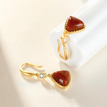 Load image into Gallery viewer, Original Craft Natural Southern Red Agate Triangle Earrings Vintage Style Retro Design Charming Women&#39;s Brand Jewelry
