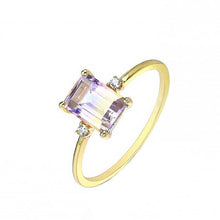 Load image into Gallery viewer, Original Inlaid Amethyst Faceted Geometric Open Ring Niche Luxury Charm Women&#39;s Brand Silver Jewelry
