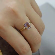 Load image into Gallery viewer, Original Inlaid Amethyst Faceted Geometric Open Ring Niche Luxury Charm Women&#39;s Brand Silver Jewelry
