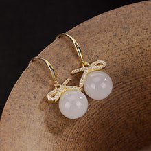 Load image into Gallery viewer, Original Fine Jade Round Bead Earrings Fashion Charm Ladies Silver Jewelry
