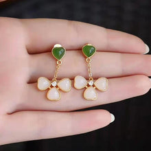 Load image into Gallery viewer, Lokaloca Natural Fine Jade Heart-shaped Long Earrings
