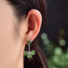 Load image into Gallery viewer, Lokaloca Natural Fine Jade Heart-shaped Long Earrings
