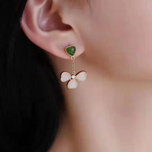 Load image into Gallery viewer, Lokaloca Natural Fine Jade Heart-shaped Long Earrings
