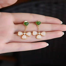 Load image into Gallery viewer, Lokaloca Natural Fine Jade Heart-shaped Long Earrings
