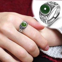 Load image into Gallery viewer, Original Natural Fine Jade Ring Retro Emerald Opening Adjustable Ring Exquisite Men&#39;s Silver Jewelry
