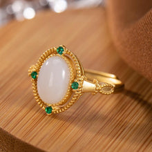 Load image into Gallery viewer, Lokaloca Natural Fine Jade Oval Opening Adjustable Ring
