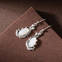 Load image into Gallery viewer, Original Natural Fine White Jade Phoenix Earrings Vintage Retro Carving Designer Craftsmanship Charm Women&#39;s Silver Jewelry
