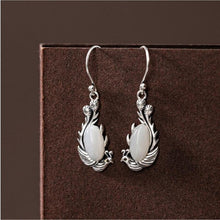 Load image into Gallery viewer, Original Natural Fine White Jade Phoenix Earrings Vintage Retro Carving Designer Craftsmanship Charm Women&#39;s Silver Jewelry
