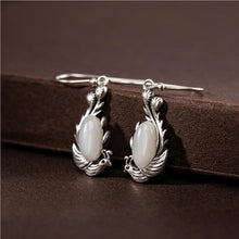 Load image into Gallery viewer, Original Natural Fine White Jade Phoenix Earrings Vintage Retro Carving Designer Craftsmanship Charm Women&#39;s Silver Jewelry
